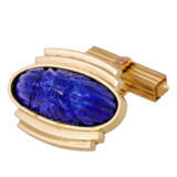 Pair of cufflinks with engraved lapis lazuli bochons, - photo 4