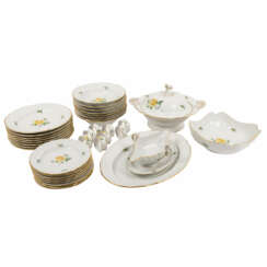 MEISSEN, extensive dinner service for 8 persons "Neumarseille Yellow Rose decor" 20.c.