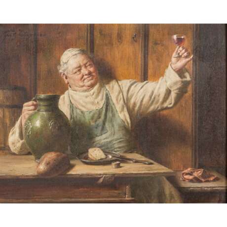 WAGNER, FRITZ (1836-1916) "Monk at the table admiring his wine". - Foto 1