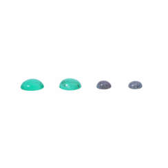 Set of 4 loose oval emerald and tourmaline cabochons,