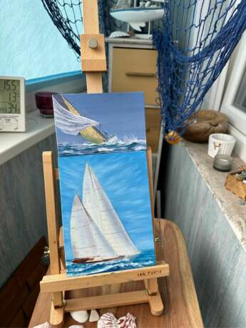 «Регата». Картина масло 15*20 см Canvas on fiberboard Oil painting Realism Marine art Russia 2023 - photo 4