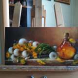 Натюрморт. Вино из одуванчиков Canvas on fiberboard Oil Realism Flower still life Россия Новокузнецк 2023 - photo 3