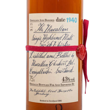 MACALLAN Single Highland Malt Scotch Whisky "Red Ribbon" 1940, 41 years, - photo 3