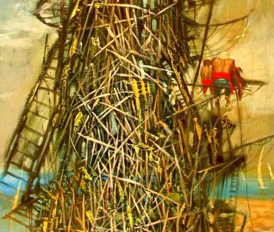 “The old lighthouse” Canvas Oil paint Surrealism Landscape painting 2011 - photo 3