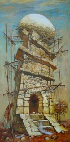 „Nest“ Leinwand Ölfarbe Surrealismus Landschaftsmalerei 2008 - Foto 1
