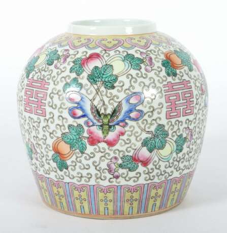 Bauchige ''Famille Rose''-Vase China, nztl. - photo 2