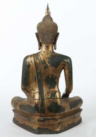 Buddha Shakyamuni Kambodscha/Laos/Myanmar, Bronze mit Restvergoldung - photo 4