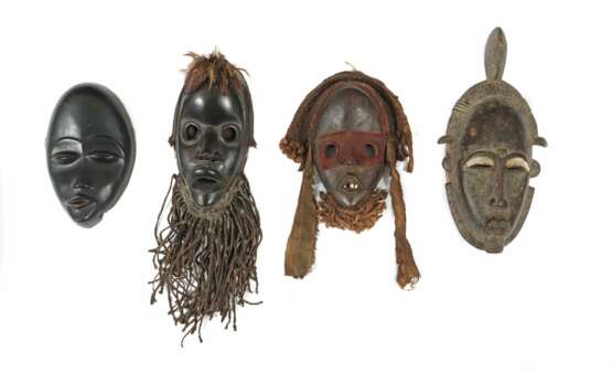 Vier Masken Westafrika Elfenbeinküste, 1x Baule/Guro-Maske - Foto 1