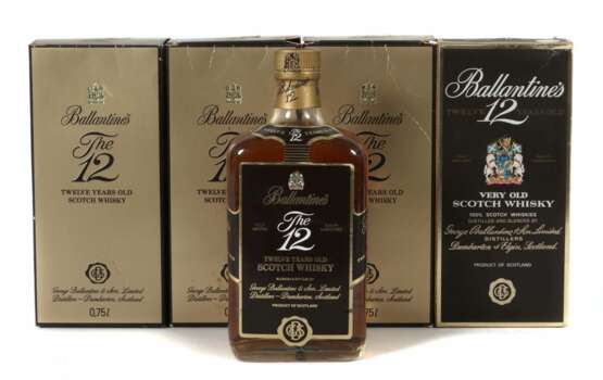 5 Flaschen Scotch Whisky Ballantine's, 4x The 12 - Foto 1