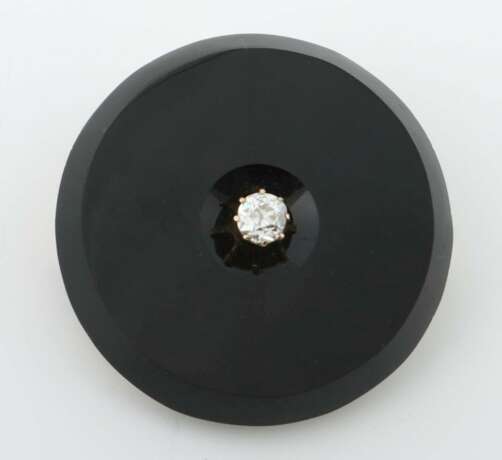 Onyxbrosche mit Diamant Anfang 20. Jh., Gelbgold 585 - Foto 1