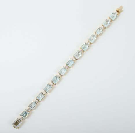 Elegantes Aquamarin-Brillant-Armband Gelbgold 750, schön gearbeitetes Armband auf einzelnen - photo 3