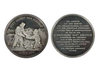 Silbermedaille der Grube Himmelfahrt Samt Abraham bei Freiberg, zur Erinnerung an den 1847 gemachten reichen Silberfund
