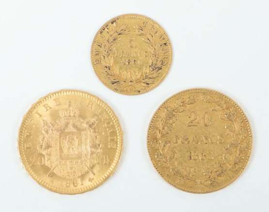 3 Francs-Goldmünzen Frankreich, Gold 900 - Foto 2
