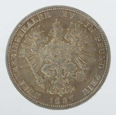Zwei Vereinsthaler Preussen 1867, Silber 900 - photo 2