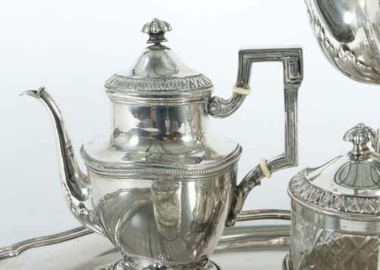 Prächtiges Wiener Kaffee-/Teeservice 1867-1922, Silber 800/farbloses Glas - Foto 4