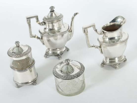 Prächtiges Wiener Kaffee-/Teeservice 1867-1922, Silber 800/farbloses Glas - Foto 10