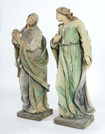 Bildschnitzer des 19. Jh. Paar trauernde Figuren: ''Maria'' und ''Johannes'', Holz geschnitzt - photo 4