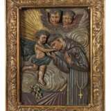 Bildschnitzer des 19./20. Jh. Reliefplatte Hl. Antonius, Holz geschnitzt - photo 1