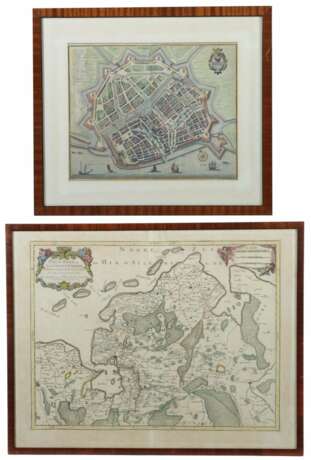Paar Landkarten ''Ostfriesland'' und ''Emden'' Alexis-Hubert Jaillot (1632-1712): ''Oost-Frise, ou Le Comté d'Embden sub divisé en ses principales Iurisdictions'' - Foto 1