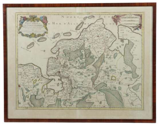 Paar Landkarten ''Ostfriesland'' und ''Emden'' Alexis-Hubert Jaillot (1632-1712): ''Oost-Frise, ou Le Comté d'Embden sub divisé en ses principales Iurisdictions'' - Foto 3