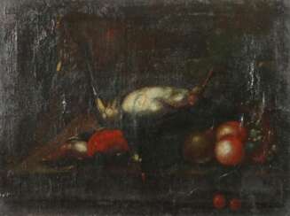 Maler des 17./18. Jh. ''Jagdstillleben'', erlegte Fasane neben variierendem Obst eine Komposition bildend