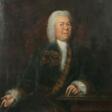 Portraitmaler des 18. Jh. ''Halbbildnis Johann Sebastian Bach'', vor dunklem Hintergrund an einem Holztisch auf einem Rokkokosessel sitzend und den Betrachter anblickend - Prix ​​des enchères