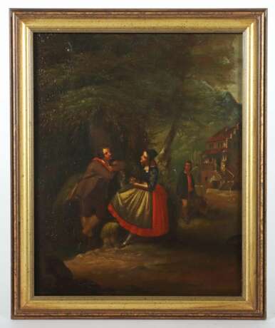 Maler des 18./19. Jh. ''Liebespaar'', im Zentrum ein Paar unter einem Baum weilend und sich unterhaltend - photo 2