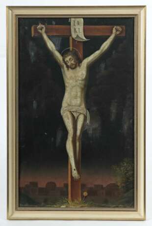 Kirchenmaler des 18./19. Jh. ''Christus am Kreuz'', Darstellung des Gekreuzigten am Berge Golgatha - photo 2