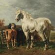 Jochams, Hyacinth belgischer Maler des 19. Jh.. ''Pferde auf der Koppel'' - Archives des enchères