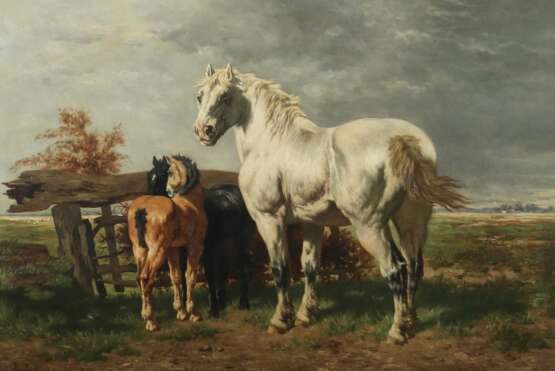 Jochams, Hyacinth belgischer Maler des 19. Jh.. ''Pferde auf der Koppel'' - Foto 1
