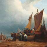Lepée, S. Maler des 19. Jh.. ''Segelschiffe am Strand'' - Foto 1