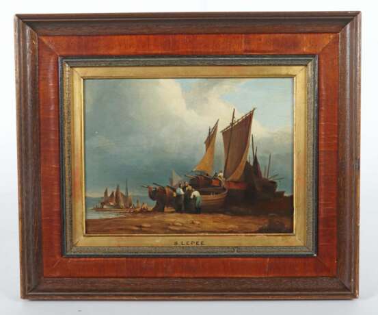 Lepée, S. Maler des 19. Jh.. ''Segelschiffe am Strand'' - Foto 2