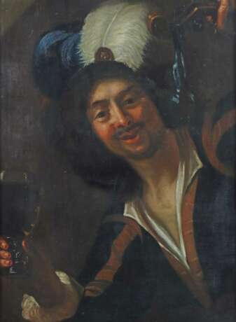 Maler/Kopist des 19./20. Jh. ''Fröhlicher Geigenspieler'', Bildnis eines Musikanten mit Glas in der Hand - Foto 1
