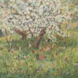 Maler des 19./20. Jh. ''Hühner im Obstgarten'', impressionistische Darstellung im Frühling - photo 1