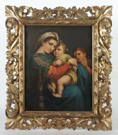 Maler/Kopist des 19./20. Jh. ''Madonna della Sedia'', Darstellung nach Raffael - Foto 3
