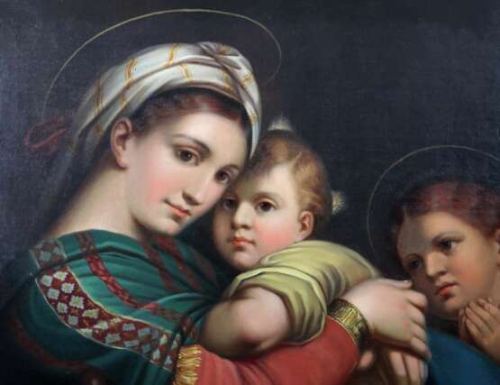 Maler/Kopist des 19./20. Jh. ''Madonna della Sedia'', Darstellung nach Raffael - Foto 4