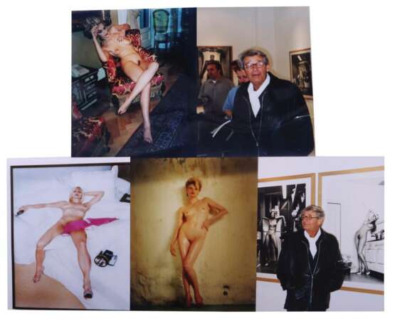 Fünf Fotografien ''Aktdarstellungen & Helmut Newton'' Serie mit fünf Fotos mit weiblichen Aktdarstellungen und dem Fotografen Helmut Newton in der Foto-Galerie (Kantstraße, Berlin) in den 90er Jahren - фото 1