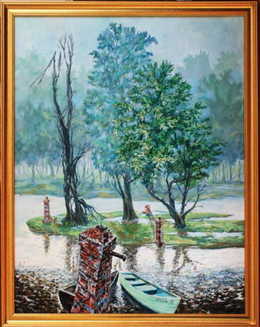 Торопливый шёпот дождя Canvas Oil paint Realism Landscape painting 2012 - photo 1