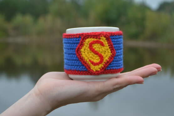 теплая чашка "Супермен" Textile Hand-knitted Mythological painting 2018 - photo 1