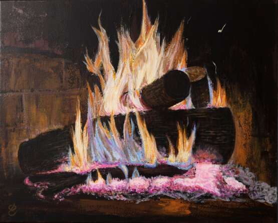 Fireplace Canvas Acrylic paint 2018 - photo 1