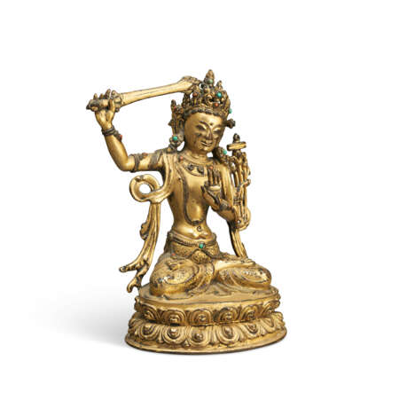 A GILT-BRONZE FIGURE OF MANJUSHRI - фото 3