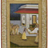 A PAINTING OF A LADY BEING LED TO BED - photo 2