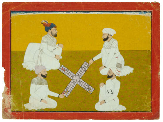 A PAINTING OF A RAJA AND HIS COURTIERS PLAYING CHAUPAR - фото 3