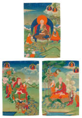 A GROUP OF THREE PAINTINGS OF ARHATS
