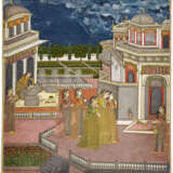 A PAINTING OF A LADY BEING LED TO BED - photo 1