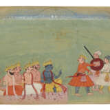 TWO ILLUSTRATIONS FROM A MAHABHARATA SERIES: KRISHNA ADMONISHING A THREATENING PRINCE AND A KING RECIEVING THREE KINGS AT COURT - photo 5