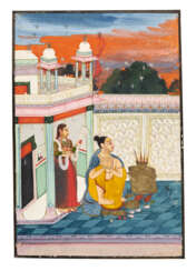 AN ILLUSTRATION FROM THE &#39;BOSTON RAGAMALA&#39; SERIES: GANDHAR RAGAPUTRA OF DIPAK RAGA