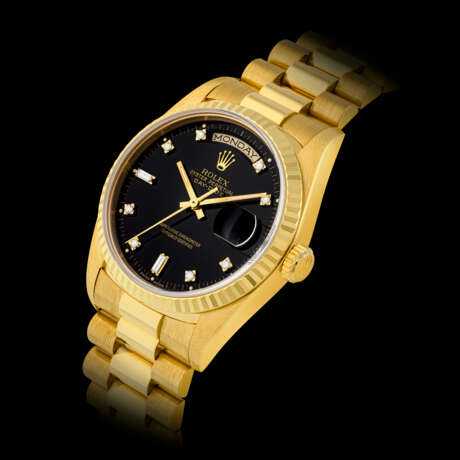ROLEX, GOLD DAY-DATE WITH BLACK DIAL, REF. 18238 - photo 1
