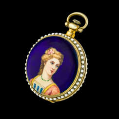 ANON, GILT, ENAMEL AND PEARL-SET OPENFACE POCKET WATCH 