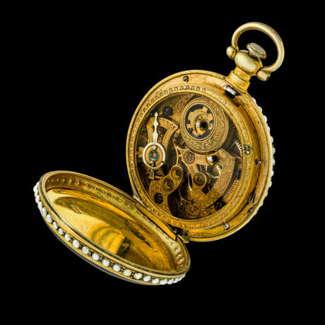 ANON, GILT, ENAMEL AND PEARL-SET OPENFACE POCKET WATCH - фото 3